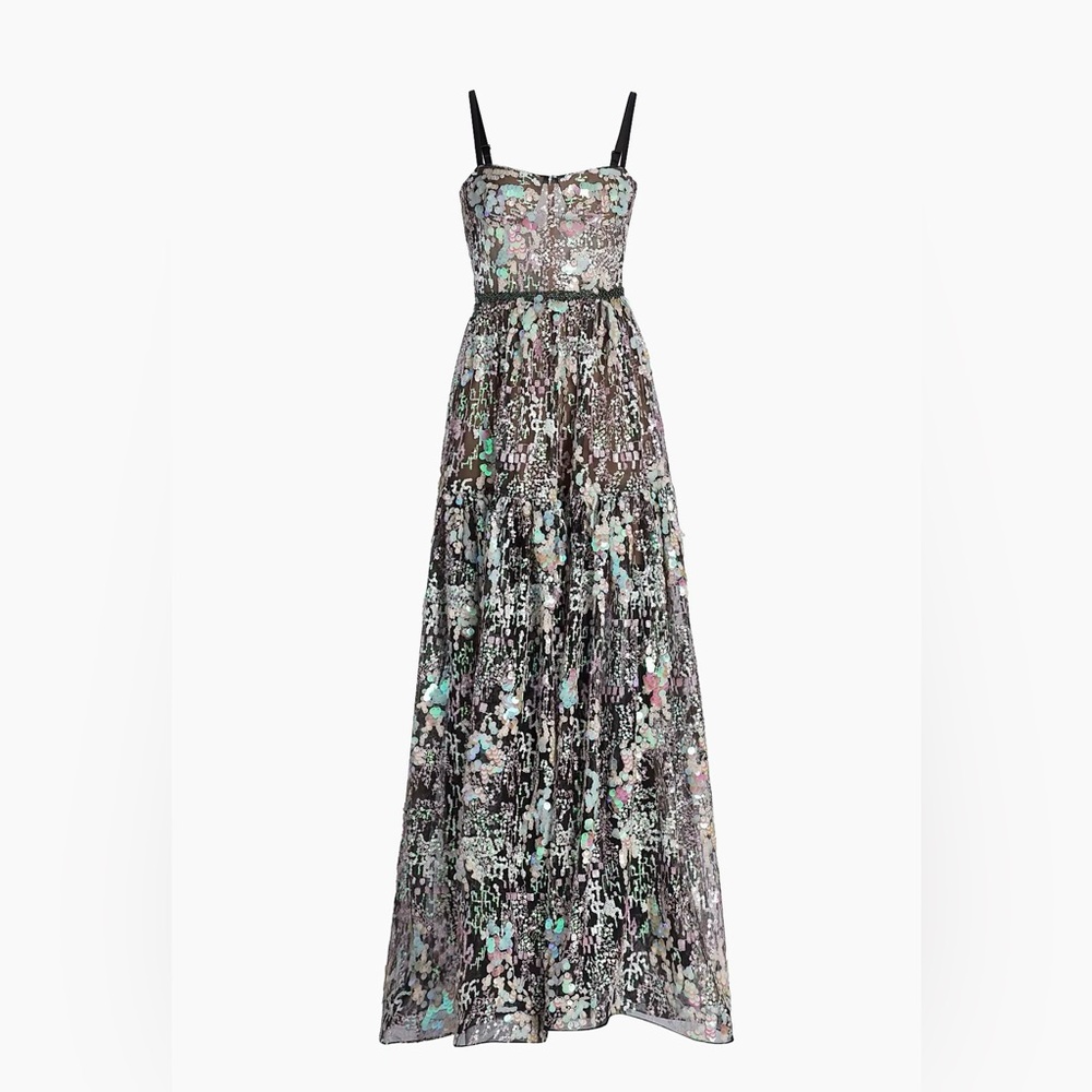 NWOT Bronx and Banco Midnight Embroidered A-Line Gown - Picture 4 of 16